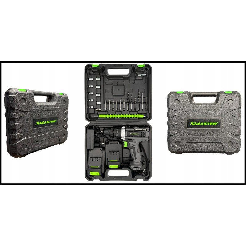 Triecienurbjmašīna-skrūvgriezis ar instrumentu komplektu + 2 akumulatori 21V