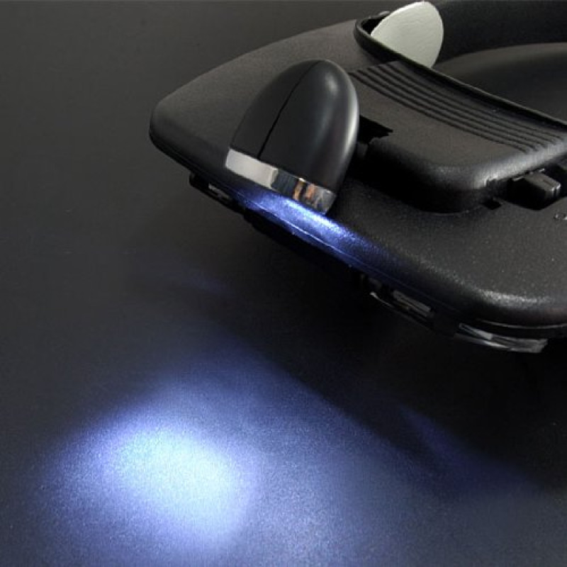 Lupa-brilles ar maināmām lēcām un LED apgaismojumu