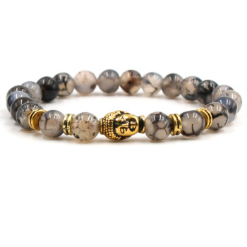 Aproce ar apzeltītu Budas galvu no Tibetas ahāta Dzi